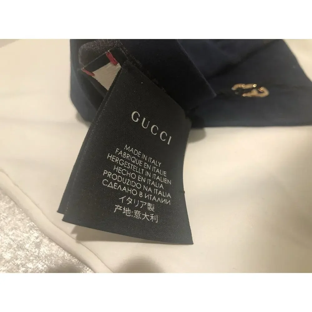 NWT Gucci Viola Blue Suede & Black Leather Marmont Logo Gloves Sz 7.5/M $630.00